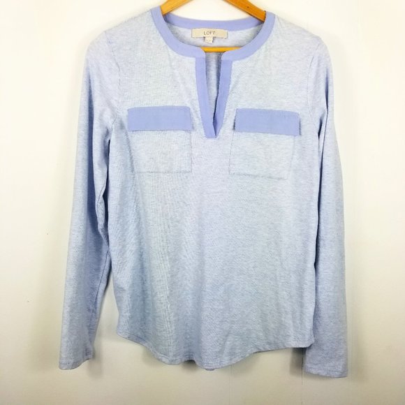 Loft Ann Taylor Blue Long Sleeve Top - Picture 1 of 7